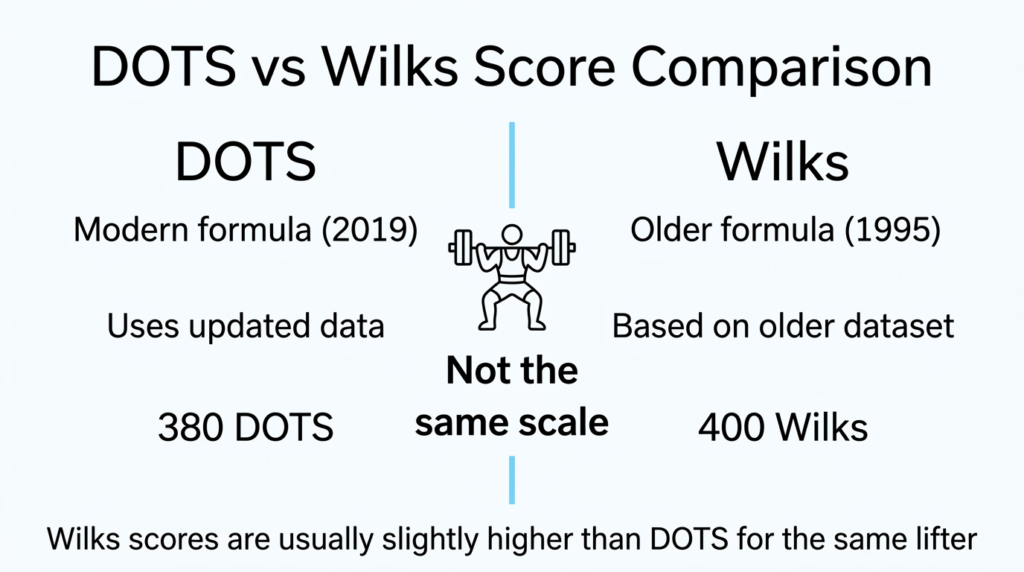 infograph for DOTS vs Wilks Score Comparison