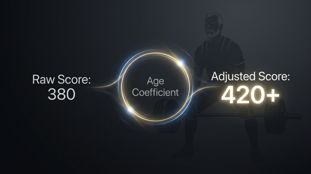 infograph for How do age coefficients affect Best Lifter in masters divisions
