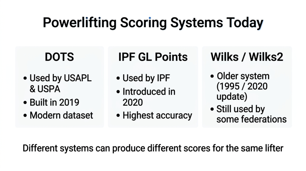 infograph for Powerlifting Scoring Systems Today