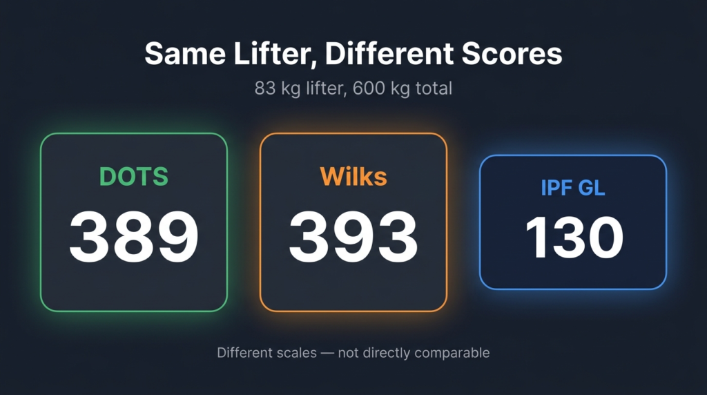 infograph for Same Lifter, Different Scores