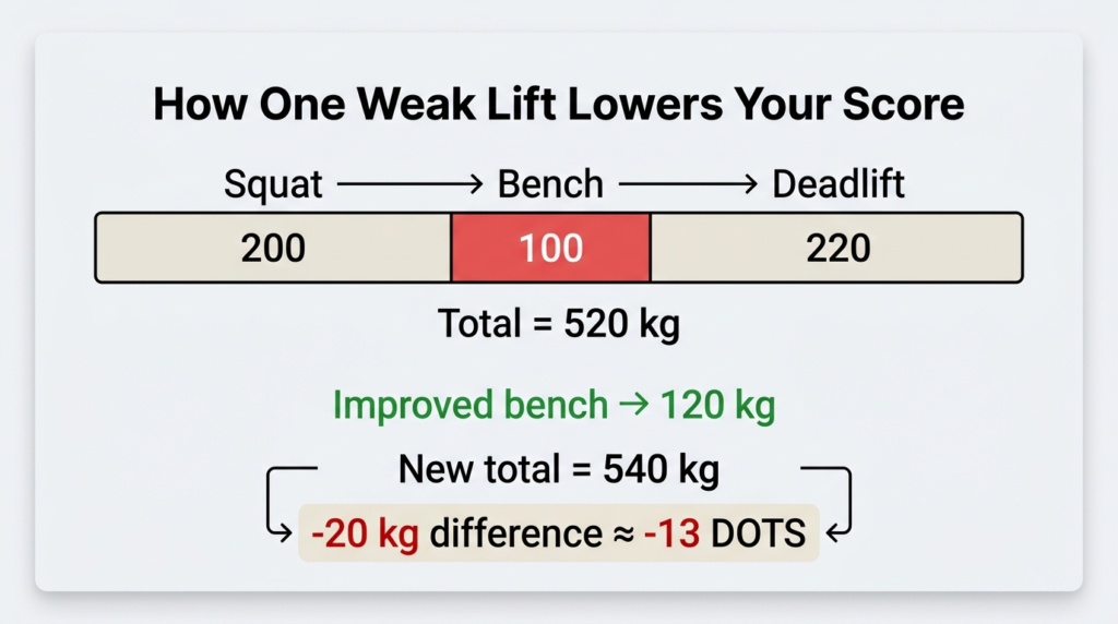 infograph for How a weak lift drags your score down