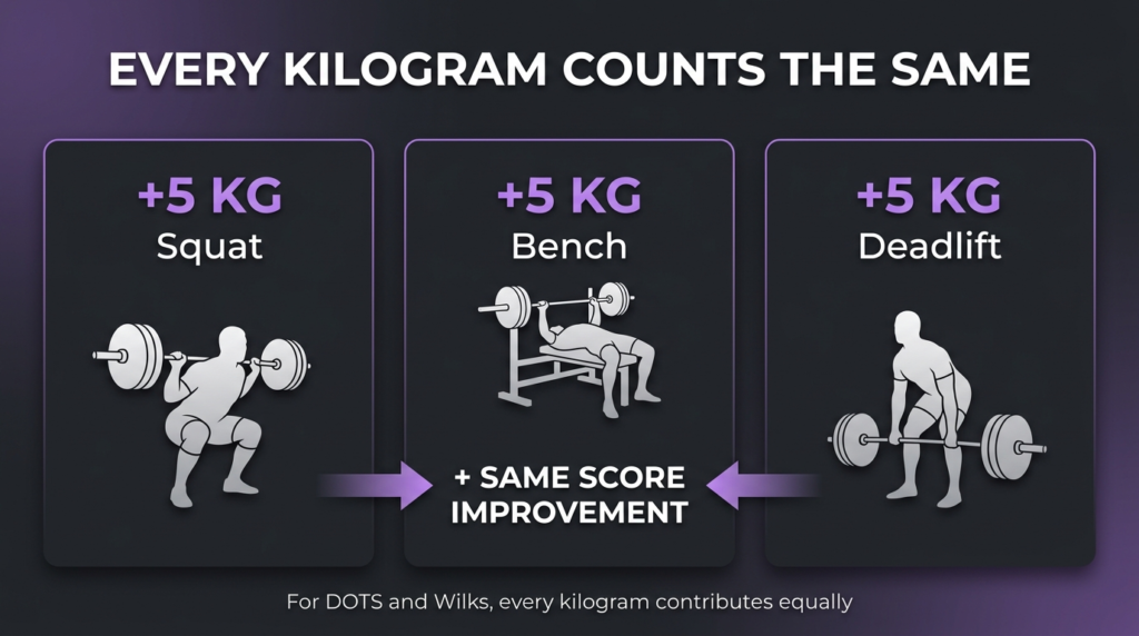 infograph about How does your total connect to your DOTS or Wilks score