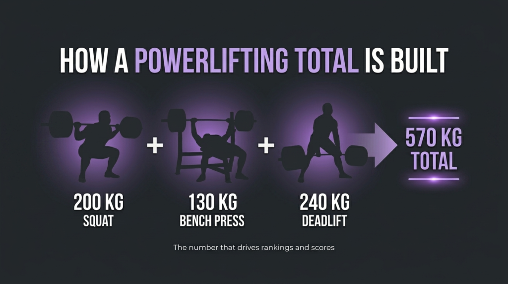 infograph for HOW A POWERLIFTING TOTAL IS BUILT
