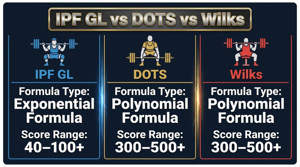 infograph for IPF GL vs DOTS vs Wilks
