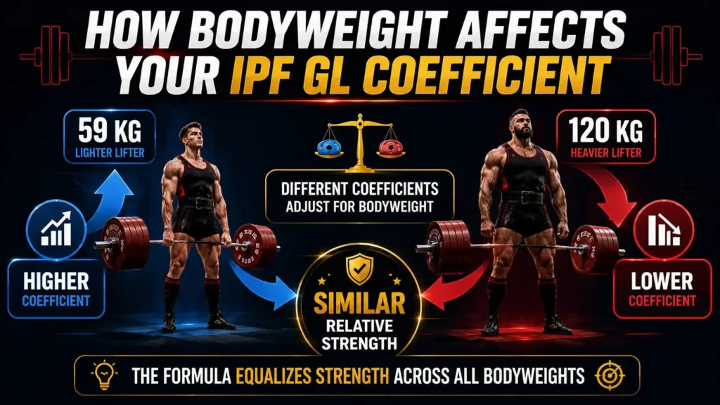 infograph for How Bodyweight Affects Your IPF GL Coefficient